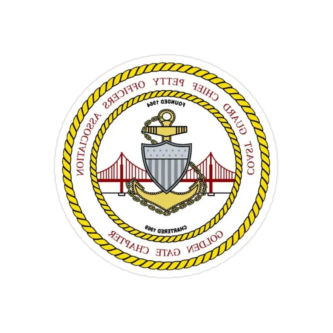 CG CPOA Golden Gate Chapter (U.S. Coast Guard) REVERSE PRINT Transparent Die-Cut STICKER 2 Inch Die-Cut Transparent - The Sticker Space