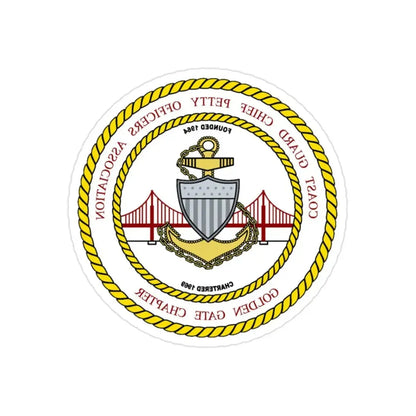 CG CPOA Golden Gate Chapter (U.S. Coast Guard) REVERSE PRINT Transparent Die-Cut STICKER 2 Inch Die-Cut Transparent - The Sticker Space