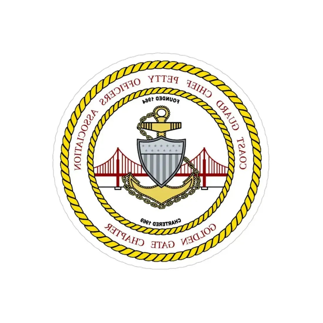 CG CPOA Golden Gate Chapter (U.S. Coast Guard) REVERSE PRINT Transparent Die-Cut STICKER 3 Inch Die-Cut Transparent - The Sticker Space