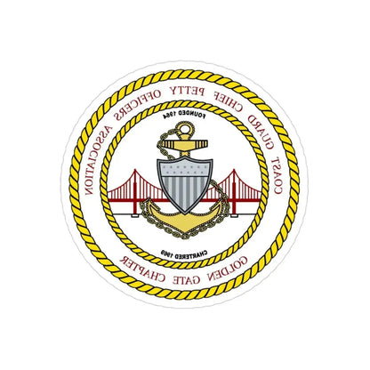 CG CPOA Golden Gate Chapter (U.S. Coast Guard) REVERSE PRINT Transparent Die-Cut STICKER 3 Inch Die-Cut Transparent - The Sticker Space