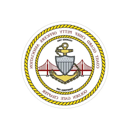CG CPOA Golden Gate Chapter (U.S. Coast Guard) REVERSE PRINT Transparent Die-Cut STICKER 4 Inch Die-Cut Transparent - The Sticker Space