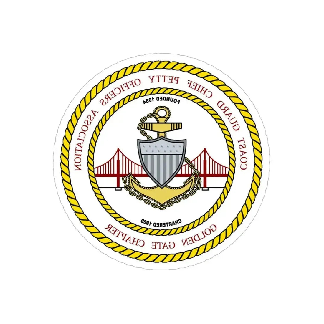 CG CPOA Golden Gate Chapter (U.S. Coast Guard) REVERSE PRINT Transparent Die-Cut STICKER 6 Inch Die-Cut Transparent - The Sticker Space