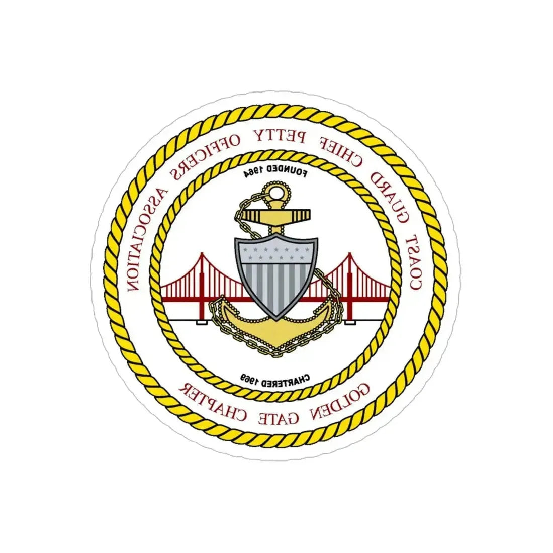 CG CPOA Golden Gate Chapter (U.S. Coast Guard) REVERSE PRINT Transparent Die-Cut STICKER - The Sticker Space