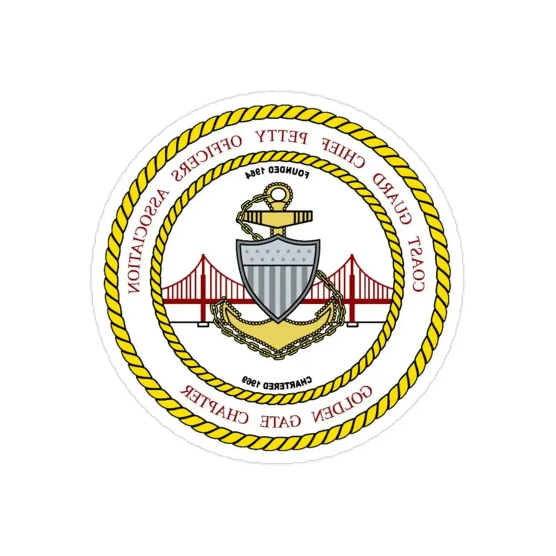 CG CPOA Golden Gate Chapter (U.S. Coast Guard) REVERSE PRINT Transparent Die-Cut STICKER - The Sticker Space