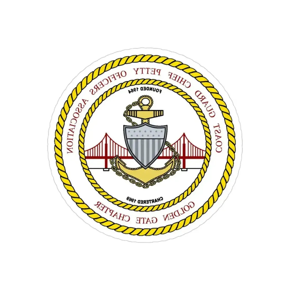 CG CPOA Golden Gate Chapter (U.S. Coast Guard) REVERSE PRINT Transparent Die-Cut STICKER - The Sticker Space