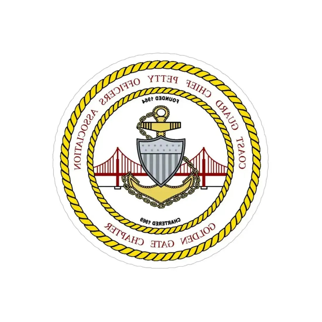 CG CPOA Golden Gate Chapter (U.S. Coast Guard) REVERSE PRINT Transparent Die-Cut STICKER - The Sticker Space