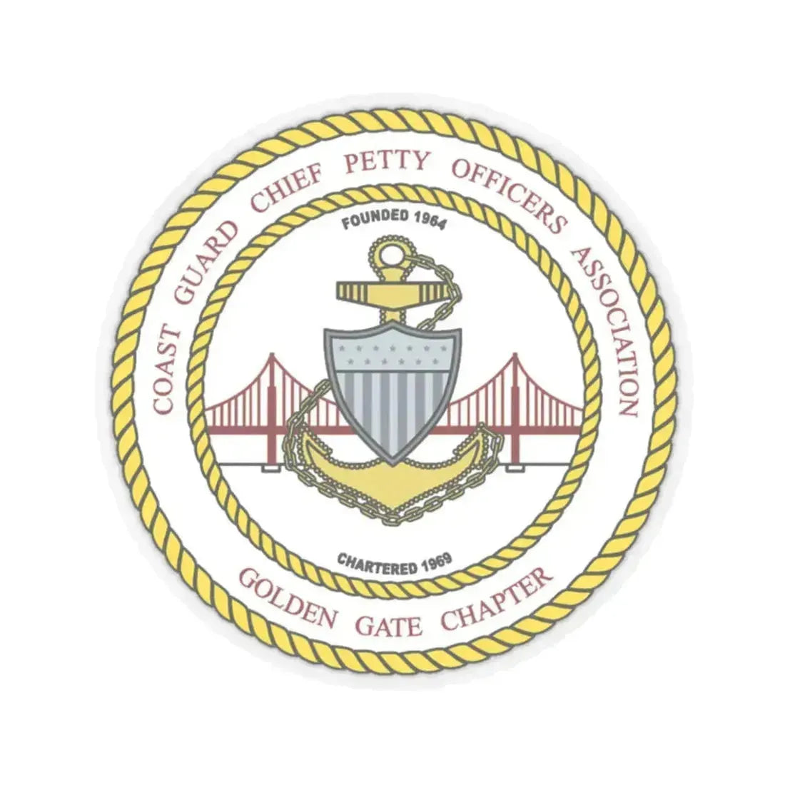 CG CPOA Golden Gate Chapter (U.S. Coast Guard) STICKER Vinyl Kiss-Cut Decal 2 Inch Transparent - The Sticker Space