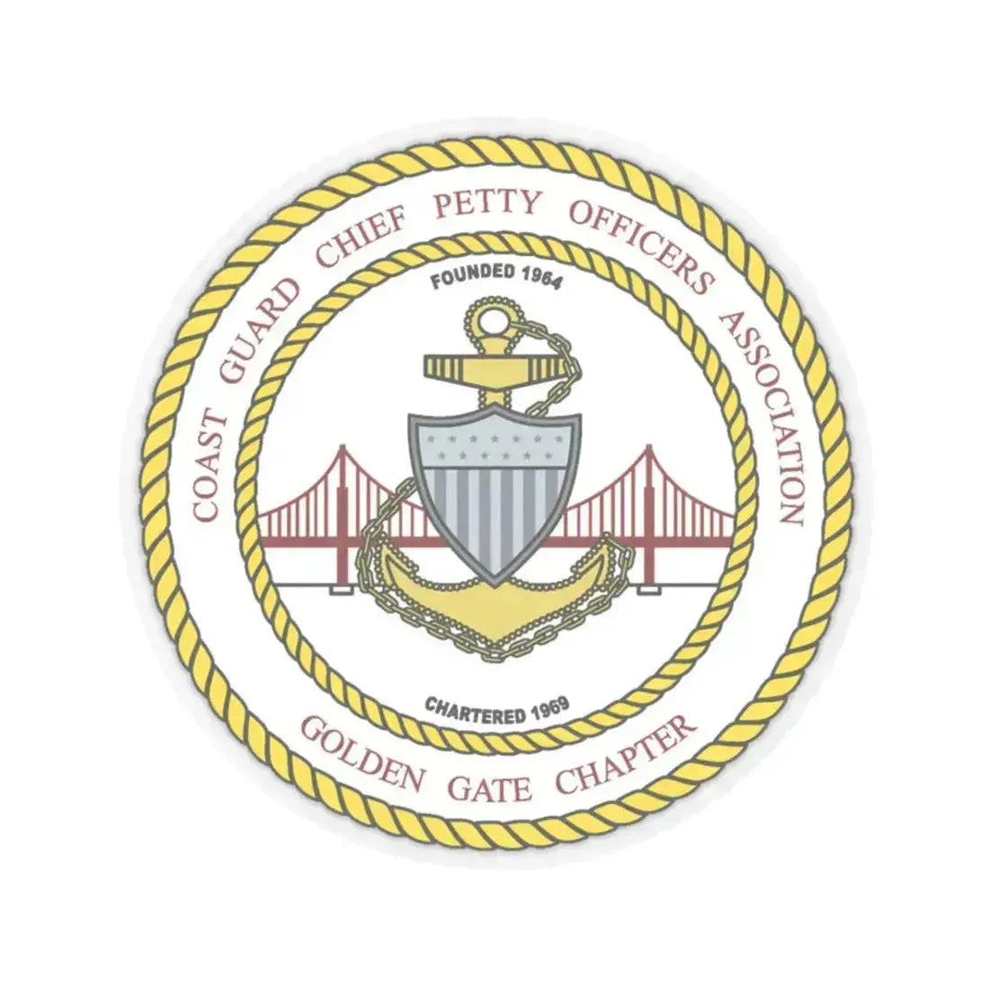 CG CPOA Golden Gate Chapter (U.S. Coast Guard) STICKER Vinyl Kiss-Cut Decal 3 Inch Transparent - The Sticker Space