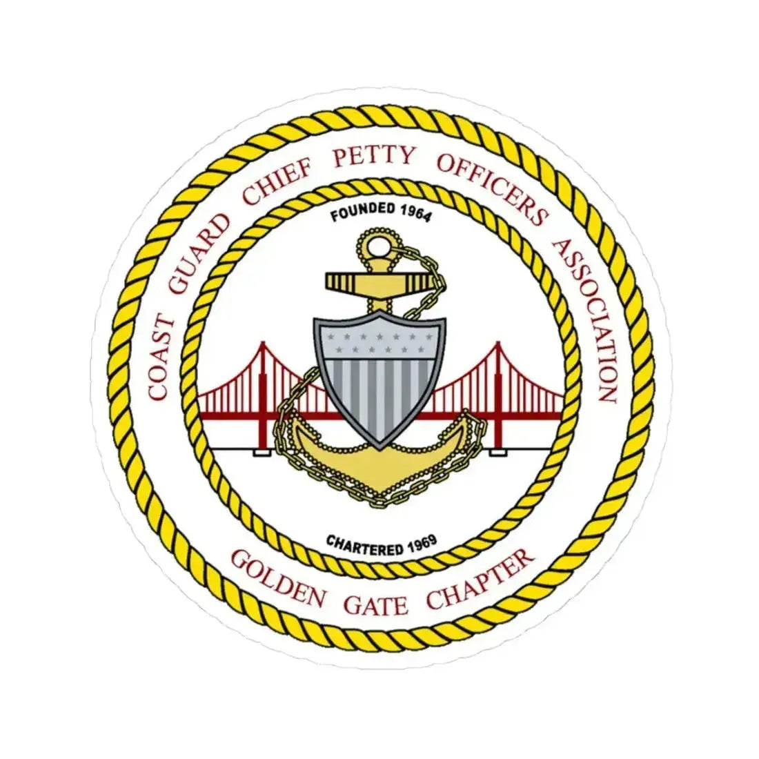CG CPOA Golden Gate Chapter (U.S. Coast Guard) STICKER Vinyl Kiss-Cut Decal 3 Inch White - The Sticker Space