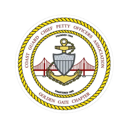 CG CPOA Golden Gate Chapter (U.S. Coast Guard) STICKER Vinyl Kiss-Cut Decal 3 Inch White - The Sticker Space