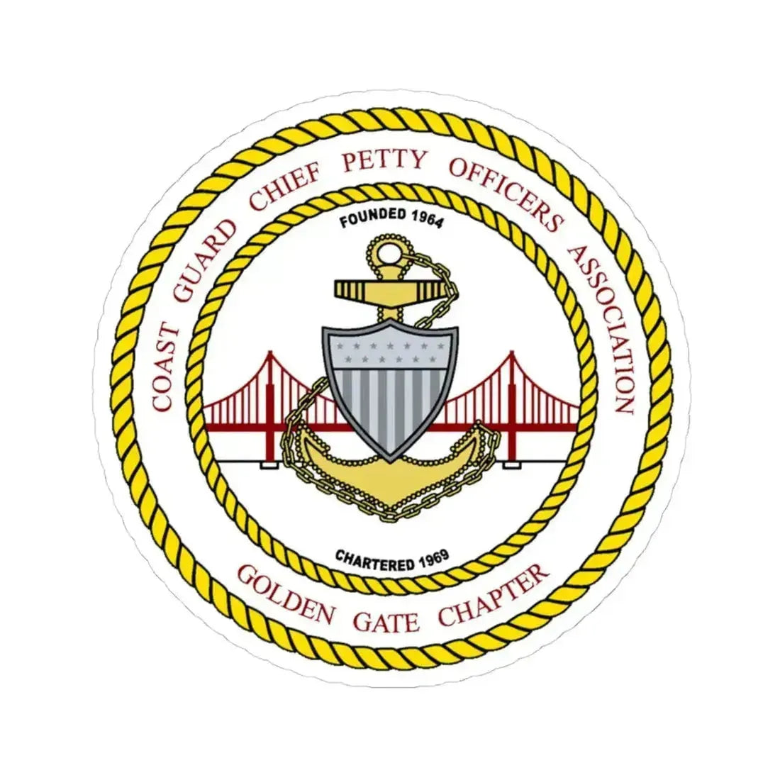 CG CPOA Golden Gate Chapter (U.S. Coast Guard) STICKER Vinyl Kiss-Cut Decal 4 Inch White - The Sticker Space