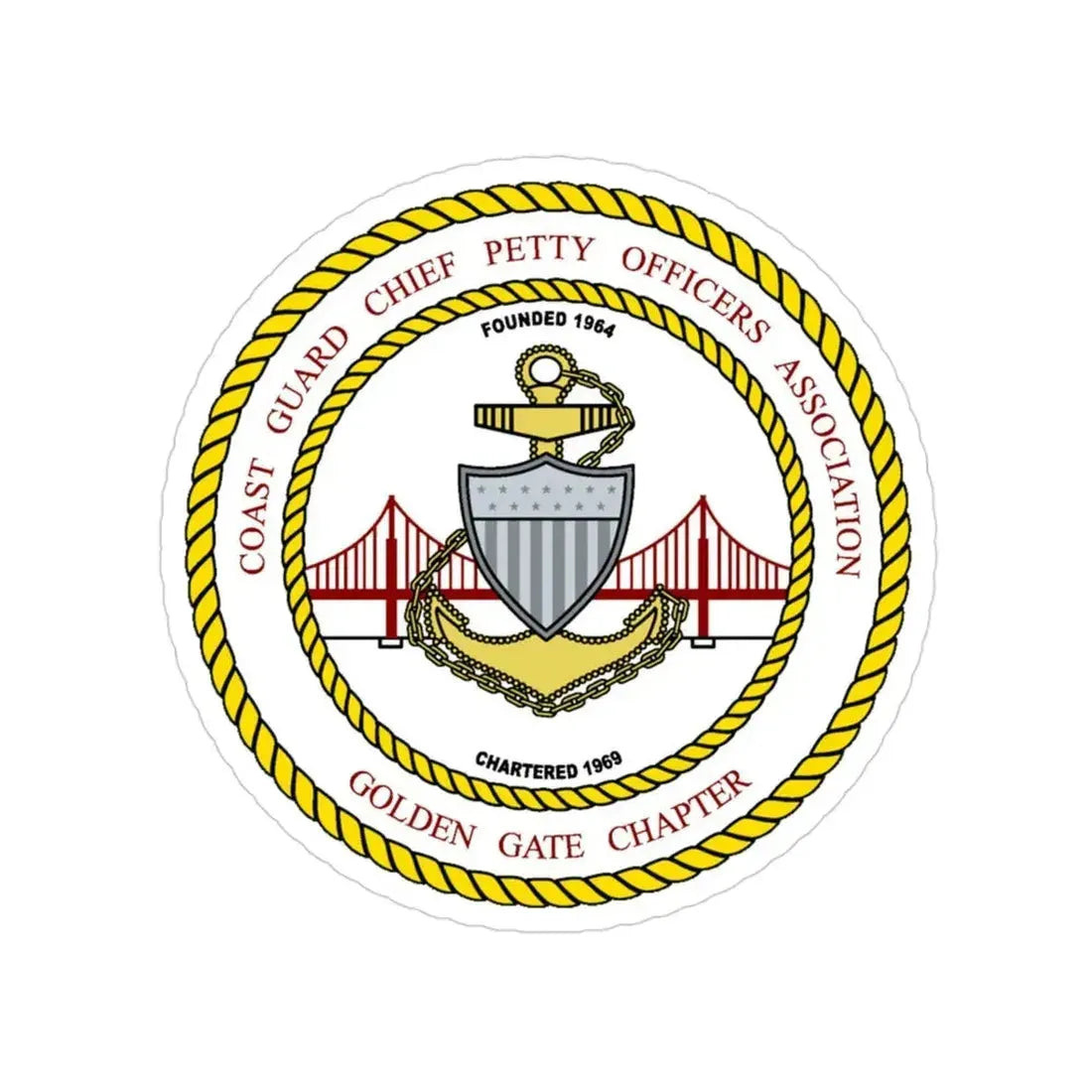 CG CPOA Golden Gate Chapter (U.S. Coast Guard) Transparent STICKER Die-Cut Vinyl Decal 3 Inch - The Sticker Space