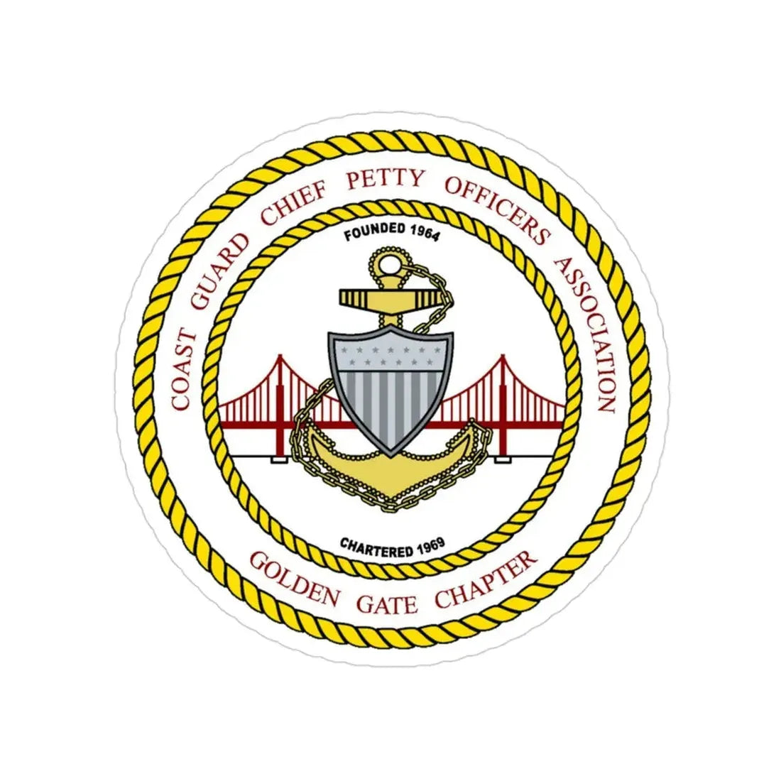 CG CPOA Golden Gate Chapter (U.S. Coast Guard) Transparent STICKER Die-Cut Vinyl Decal 3 Inch - The Sticker Space