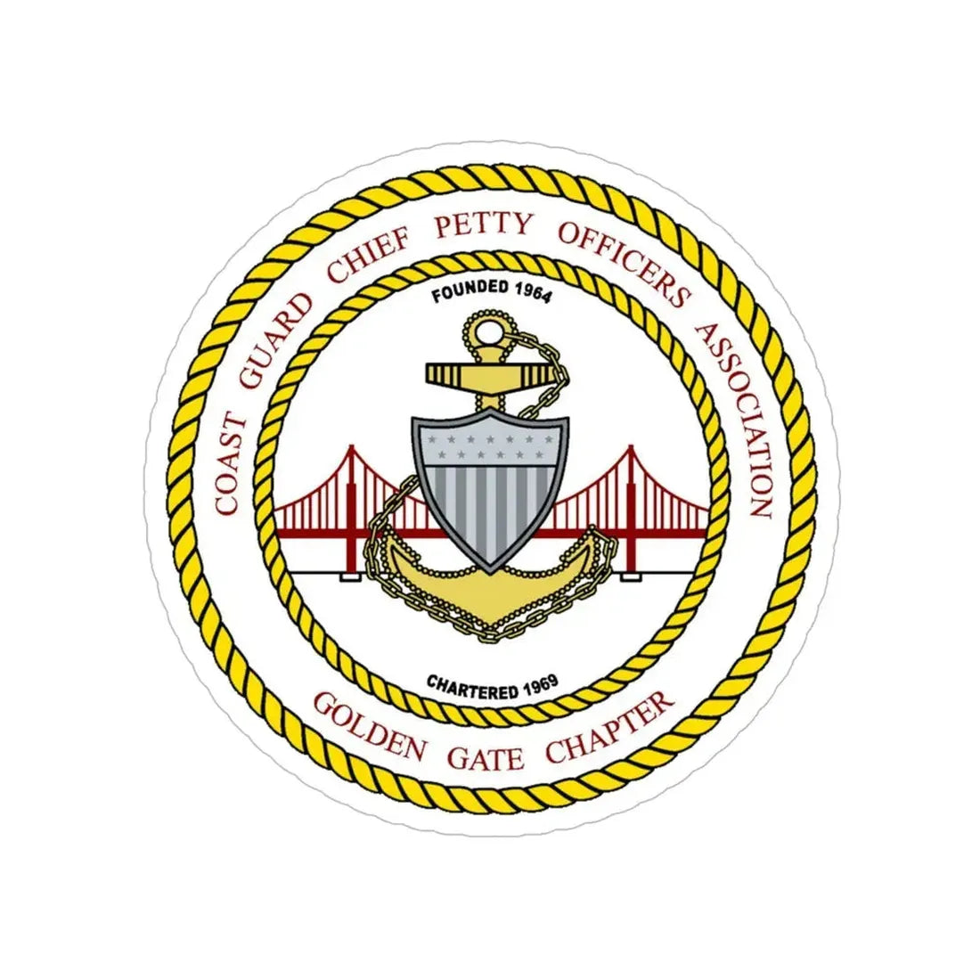 CG CPOA Golden Gate Chapter (U.S. Coast Guard) Transparent STICKER Die-Cut Vinyl Decal 6 Inch - The Sticker Space