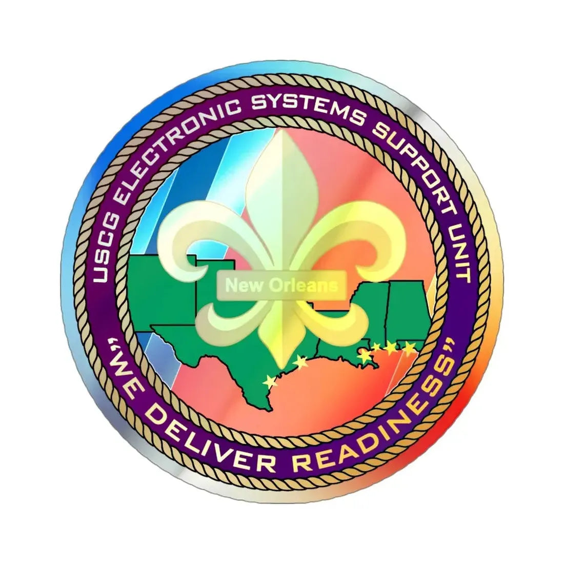 CG ESU New Orleans (U.S. Coast Guard) Holographic STICKER Die-Cut Vinyl Decal 4 Inch Holographic - The Sticker Space