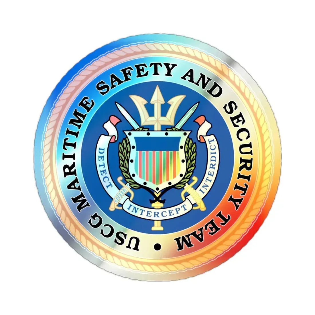 CG Maritime Safety & Security Team (U.S. Coast Guard) Holographic STICKER Die-Cut Vinyl Decal 2 Inch Holographic - The Sticker Space