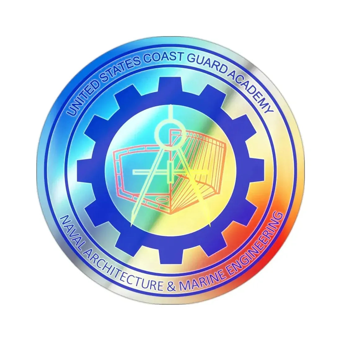 CG Naval Architecture & Marine Eng (U.S. Coast Guard) Holographic STICKER Die-Cut Vinyl Decal 2 Inch Holographic - The Sticker Space