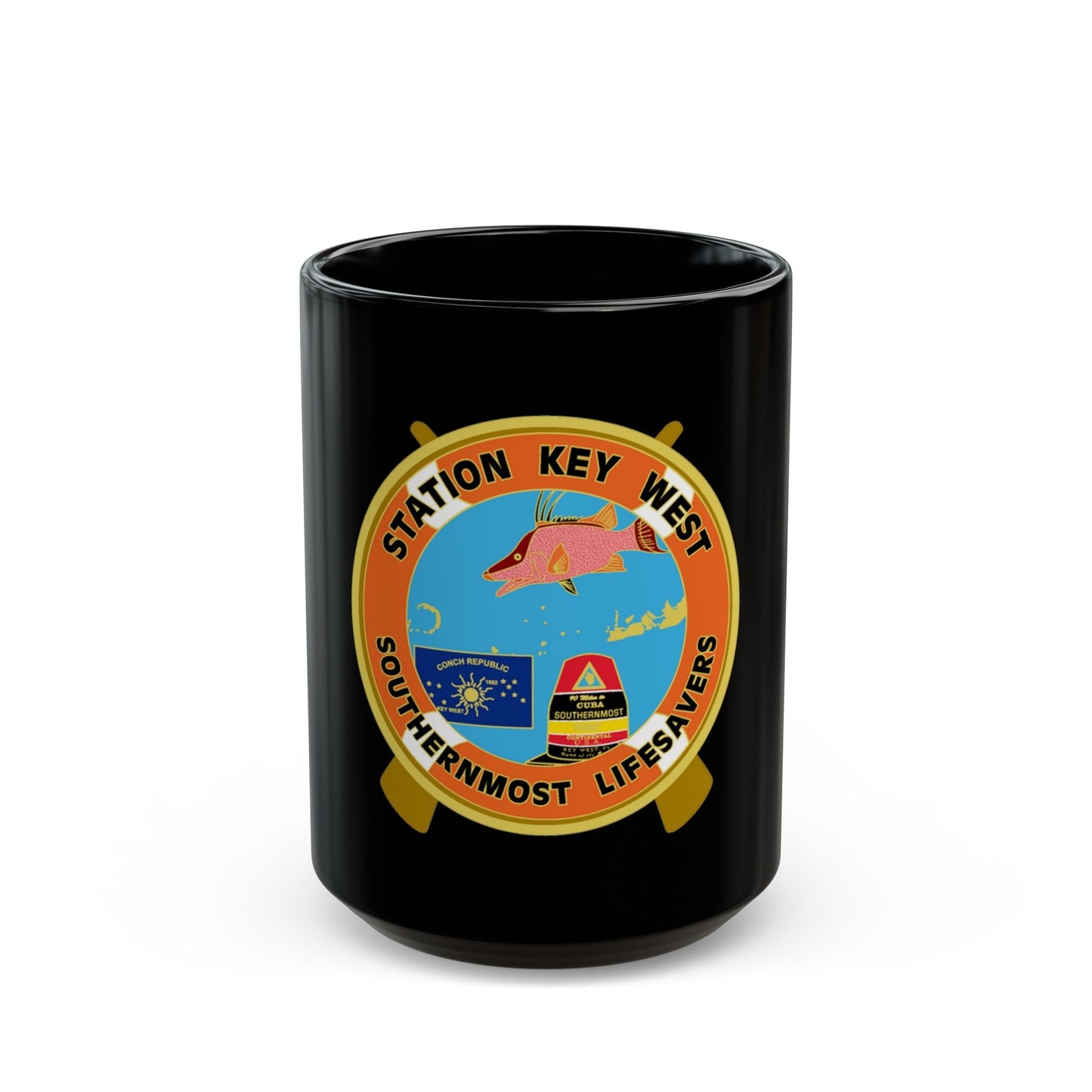 CG Station Key West (U.S. Coast Guard) Black Coffee Mug-15oz-The Sticker Space