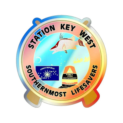 CG Station Key West (U.S. Coast Guard) Holographic STICKER Die-Cut Vinyl Decal 6 Inch Holographic - The Sticker Space
