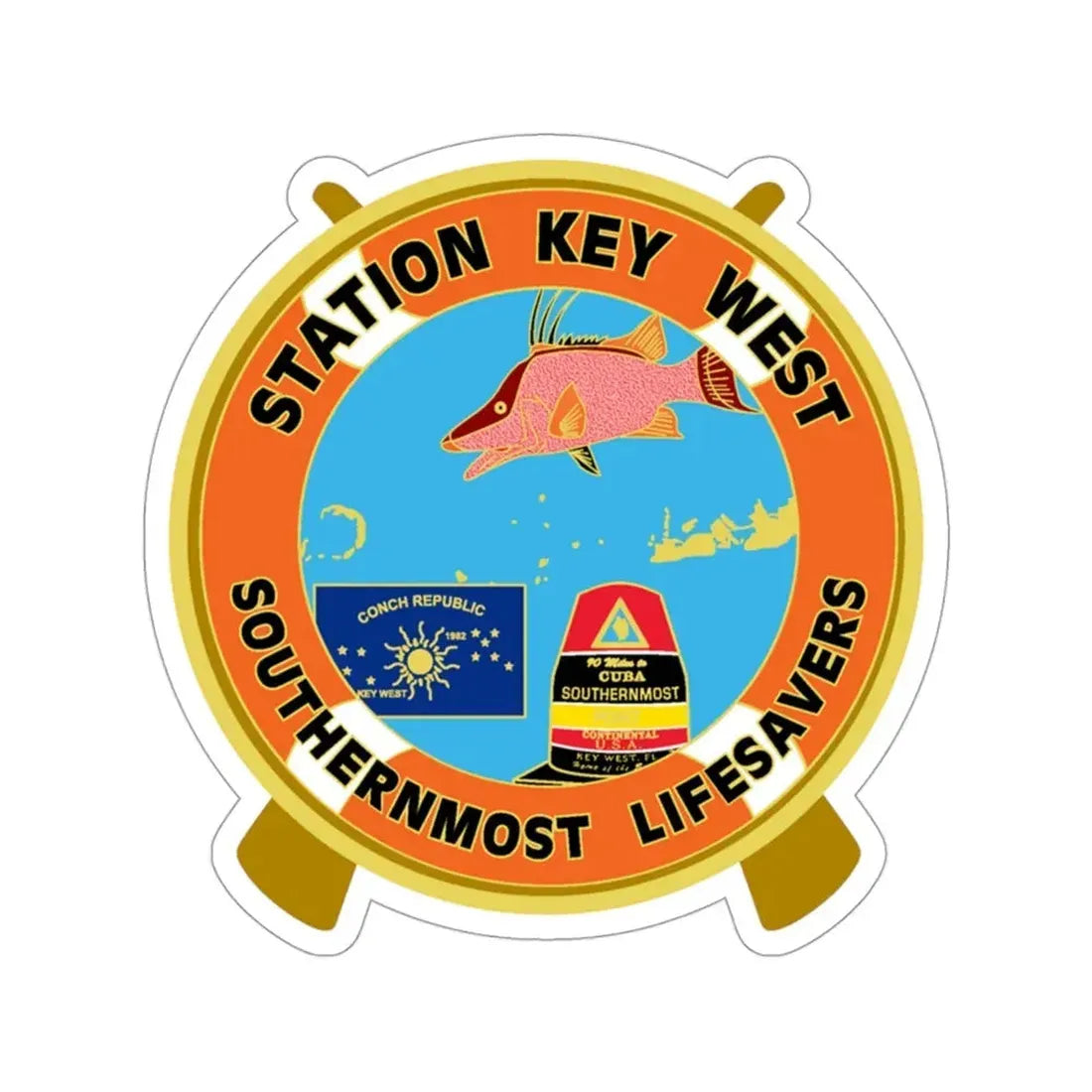 CG Station Key West (U.S. Coast Guard) STICKER Vinyl Die-Cut Decal 3 Inch - The Sticker Space