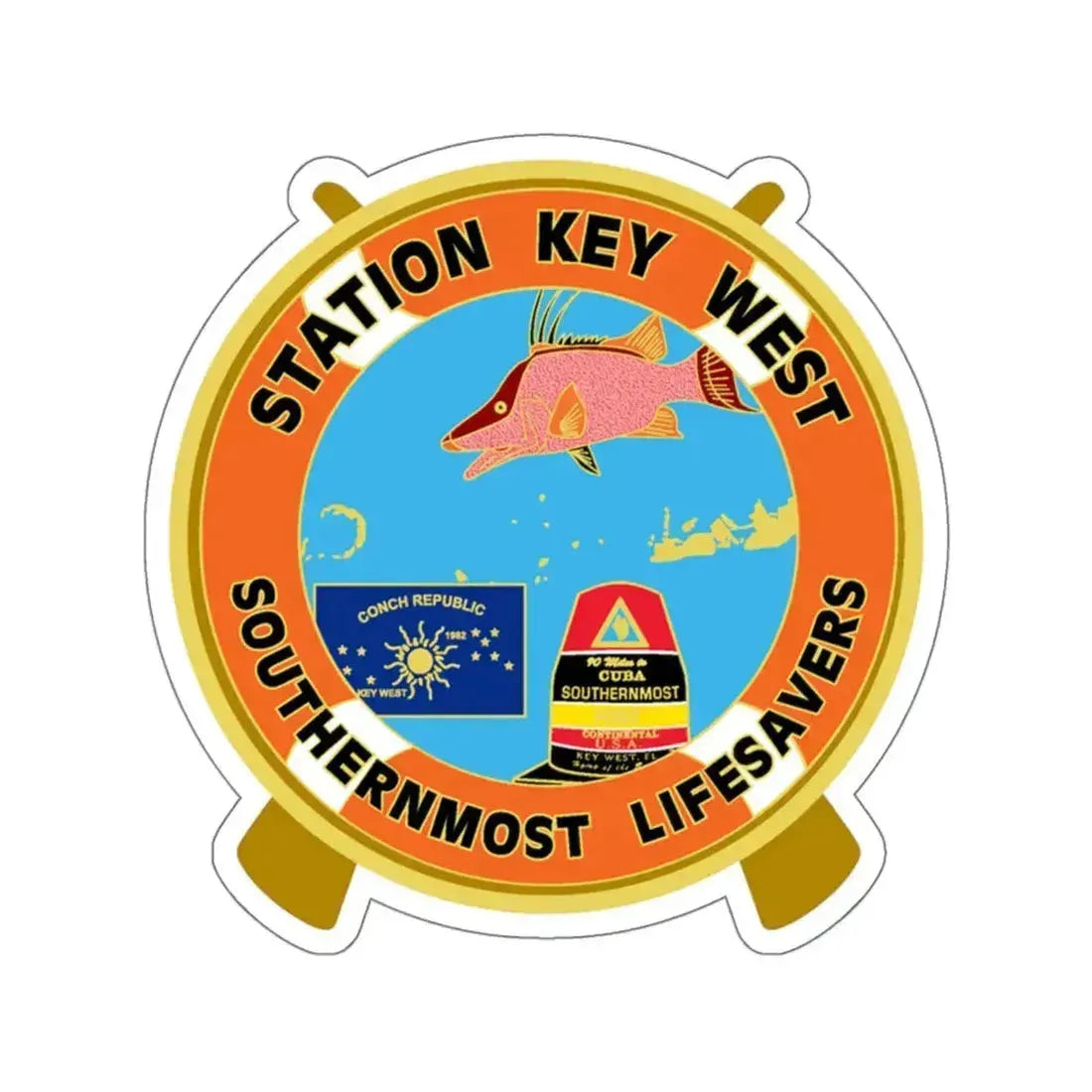 CG Station Key West (U.S. Coast Guard) STICKER Vinyl Kiss-Cut Decal 6 Inch White - The Sticker Space