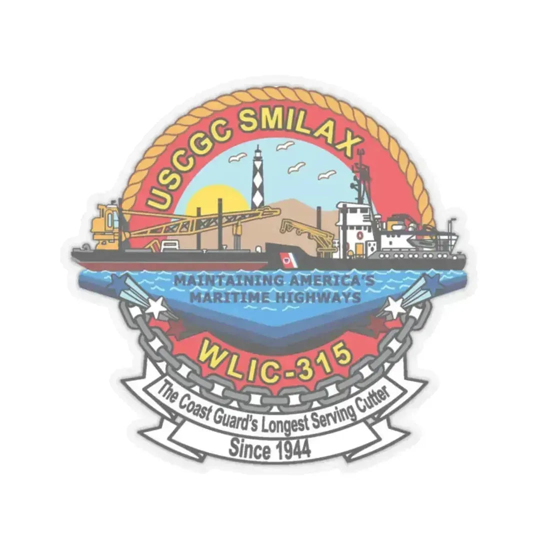 CGC Smilax WLIC   315 (U.S. Coast Guard) STICKER Vinyl Kiss-Cut Decal 2 Inch Transparent - The Sticker Space