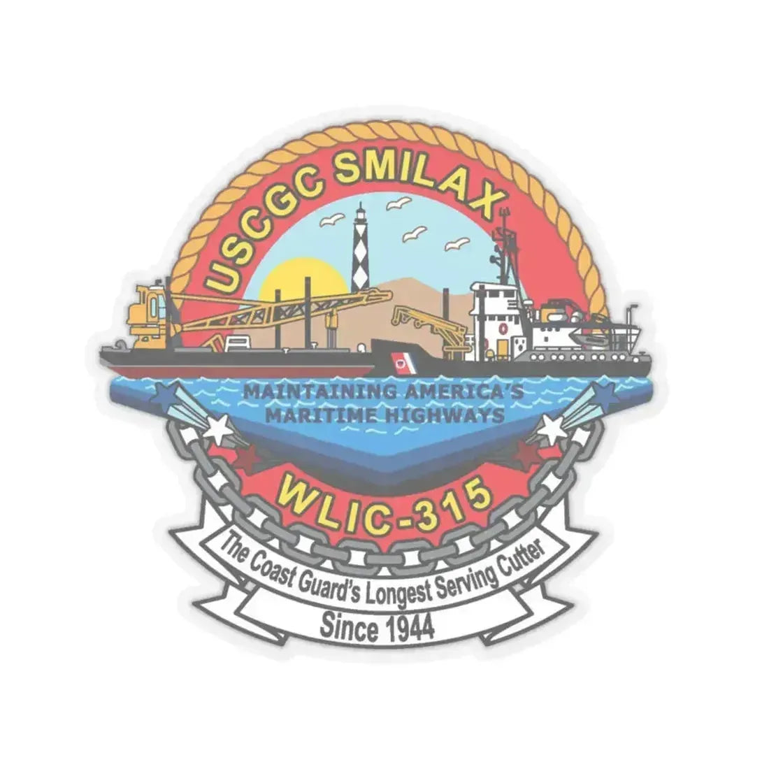 CGC Smilax WLIC   315 (U.S. Coast Guard) STICKER Vinyl Kiss-Cut Decal 4 Inch Transparent - The Sticker Space