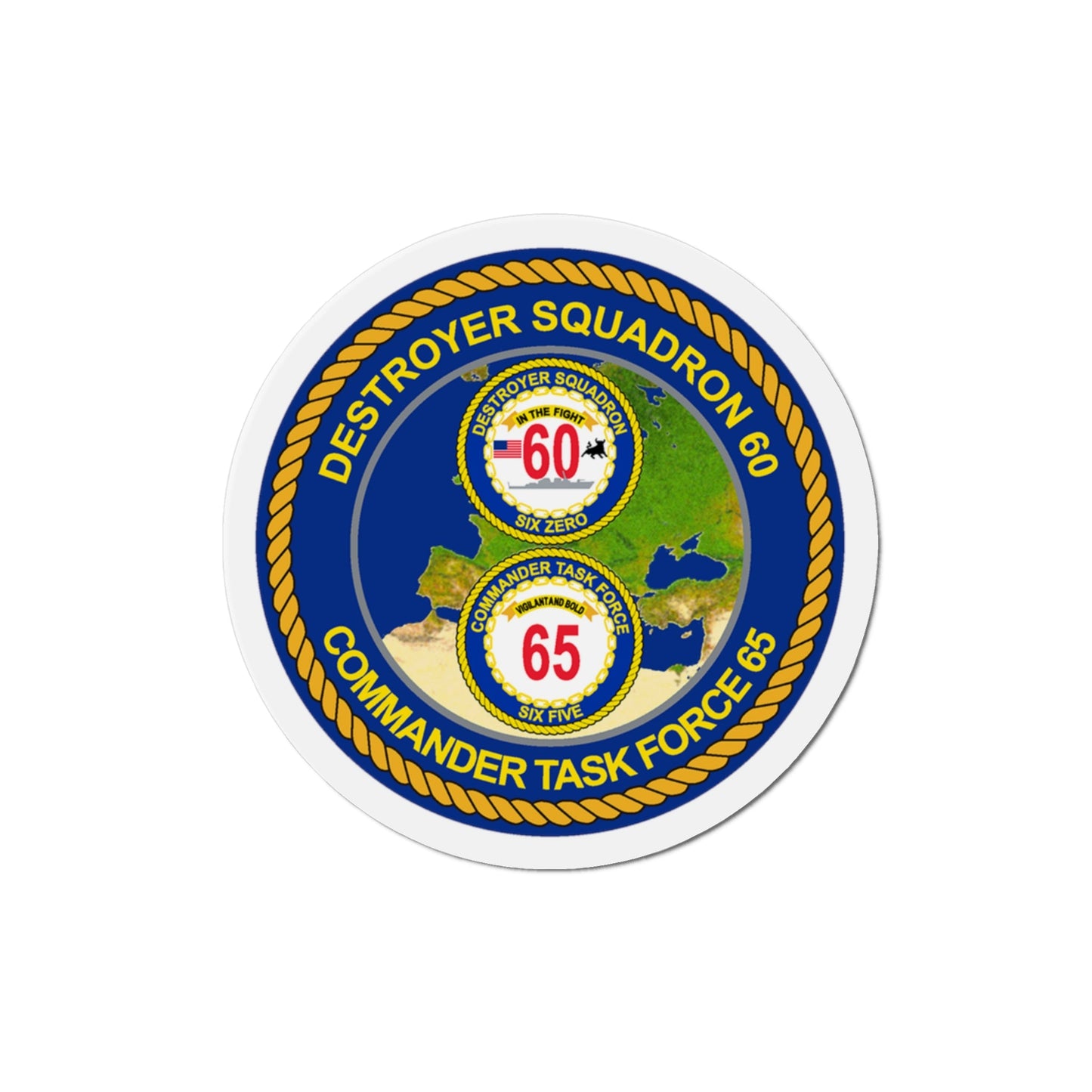 CGLO DESRON 60 CTF 65 Destroyer Squadron 60 and Command Task Force 65 Rota Spain (U.S. Navy) Die-Cut Magnet-3" x 3"-The Sticker Space