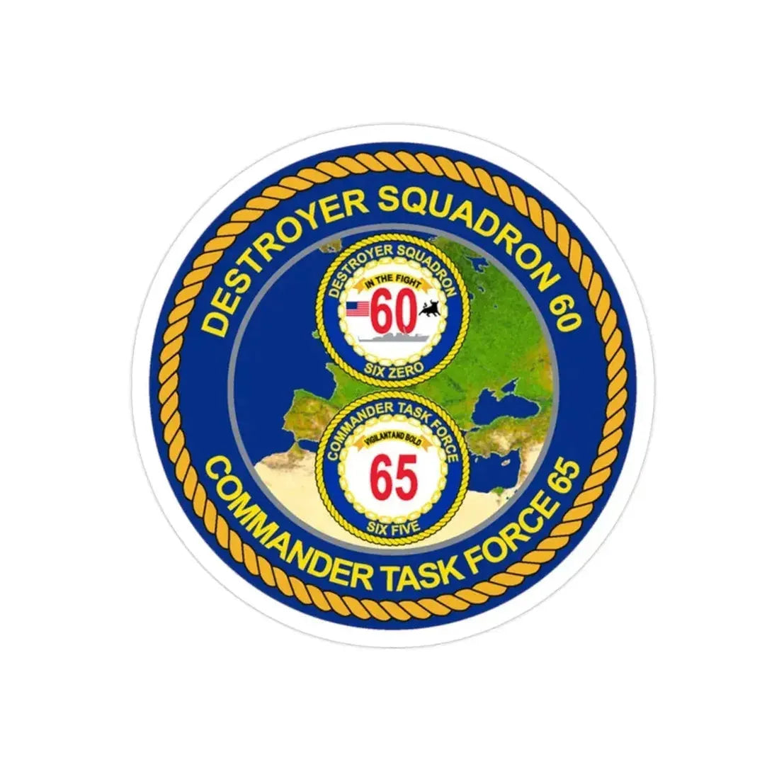 CGLO DESRON 60 CTF 65 Destroyer Squadron 60 and Command Task Force 65 Rota Spain (U.S. Navy) Transparent STICKER Die-Cut Vinyl Decal 2 Inch Transparent - The Sticker Space