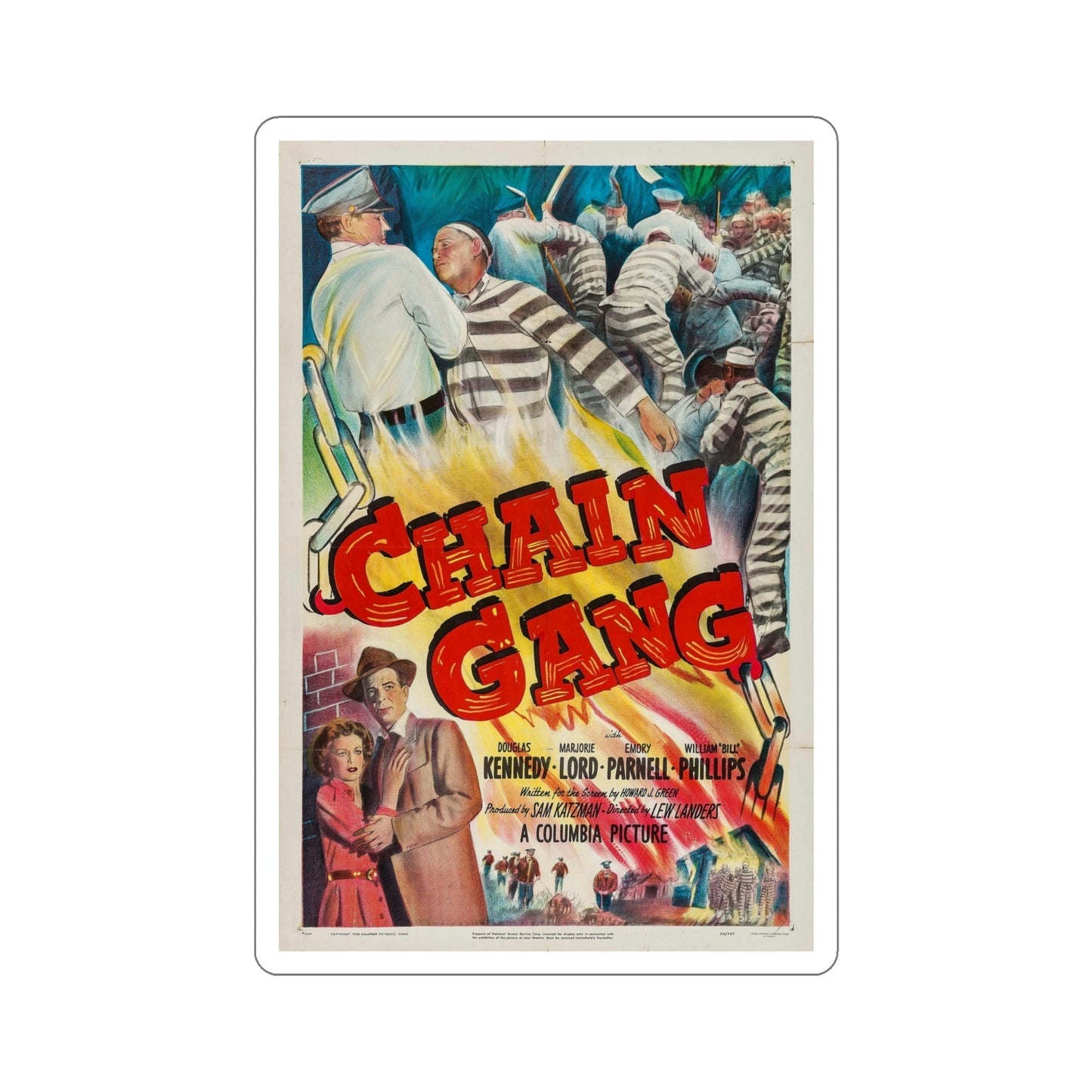 Chain Gang 1950 Movie Poster STICKER Vinyl Die-Cut Decal-5 Inch-The Sticker Space