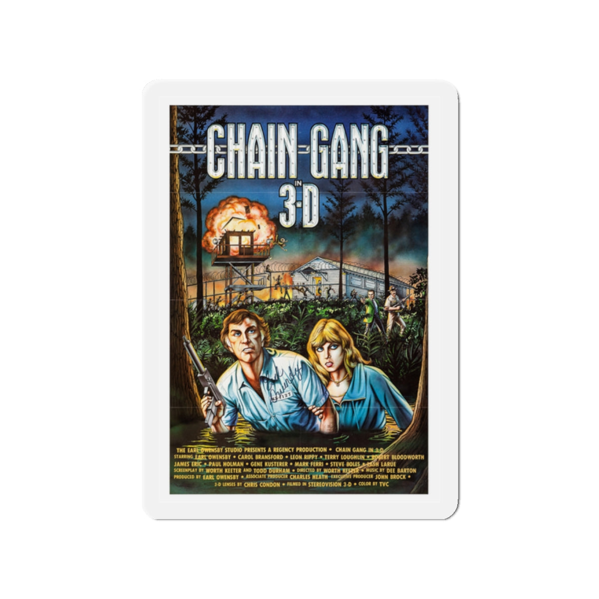 CHAIN GANG 1984 Movie Poster - Die-Cut Magnet-2" x 2"-The Sticker Space