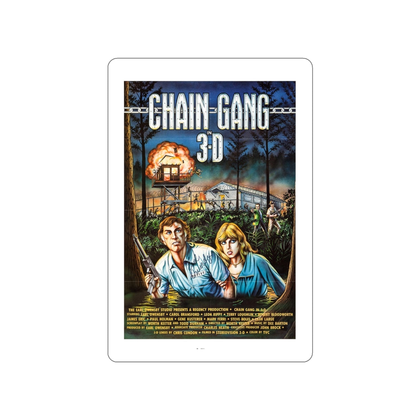 CHAIN GANG 1984 Movie Poster STICKER Vinyl Die-Cut Decal-3 Inch-The Sticker Space