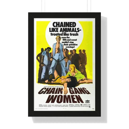 CHAIN GANG WOMEN 1971 - Framed Movie Poster 16″ x 24″ Black - The Sticker Space