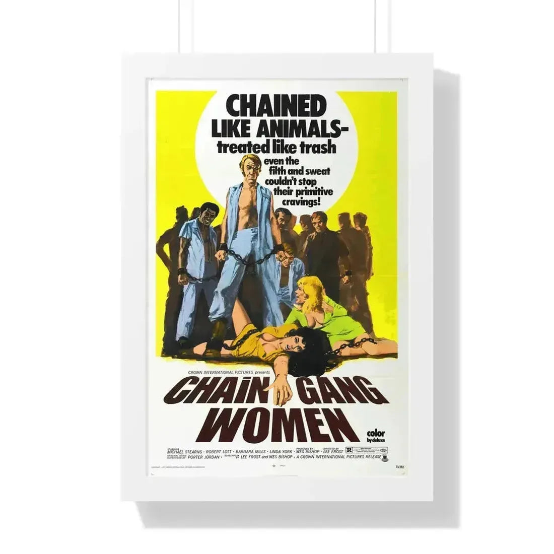CHAIN GANG WOMEN 1971 - Framed Movie Poster 16″ x 24″ White - The Sticker Space