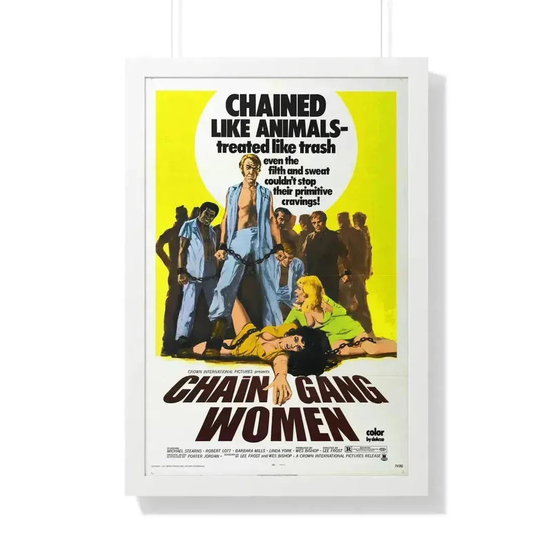 CHAIN GANG WOMEN 1971 - Framed Movie Poster 20" x 30" White - The Sticker Space