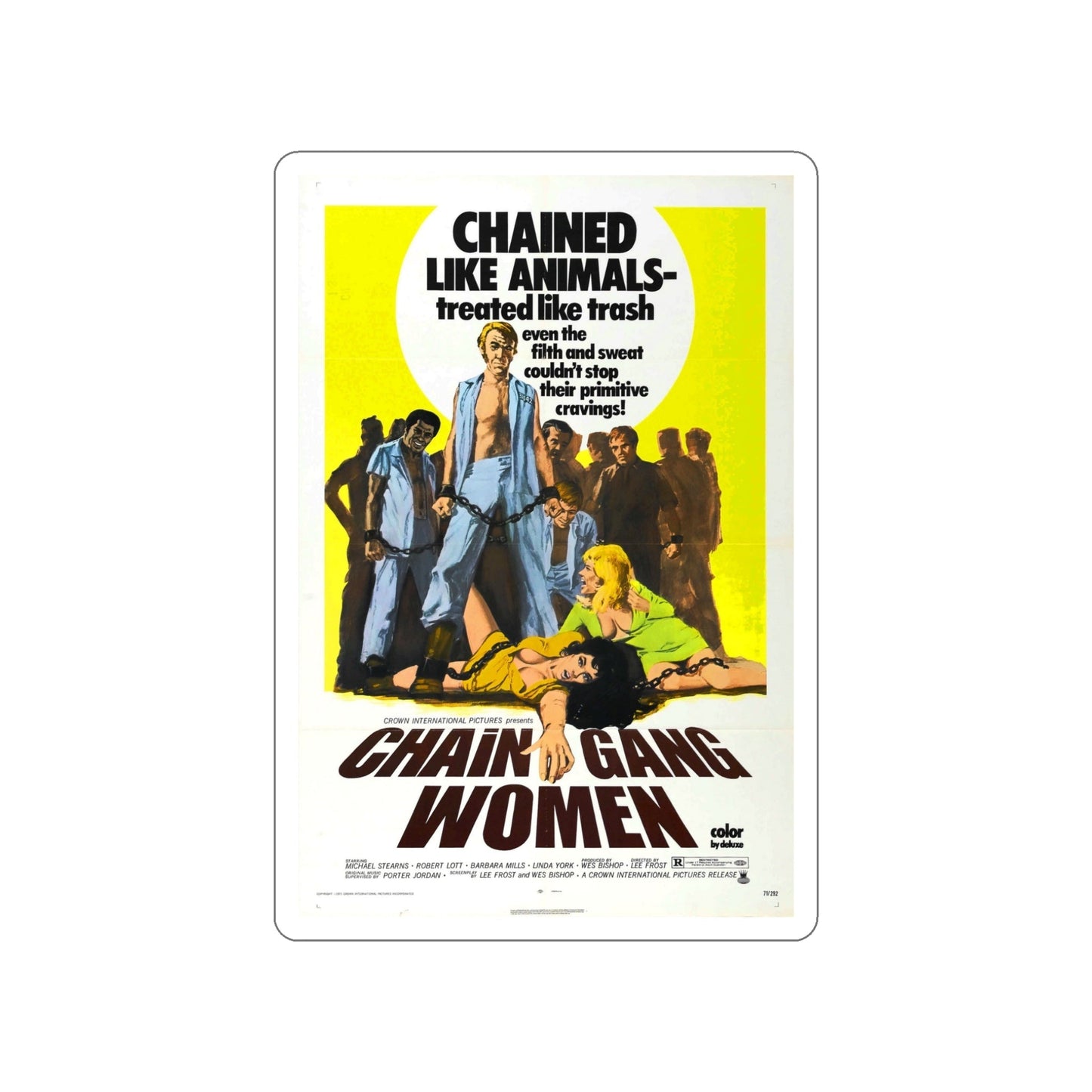 CHAIN GANG WOMEN 1971 Movie Poster STICKER Vinyl Die-Cut Decal-5 Inch-The Sticker Space