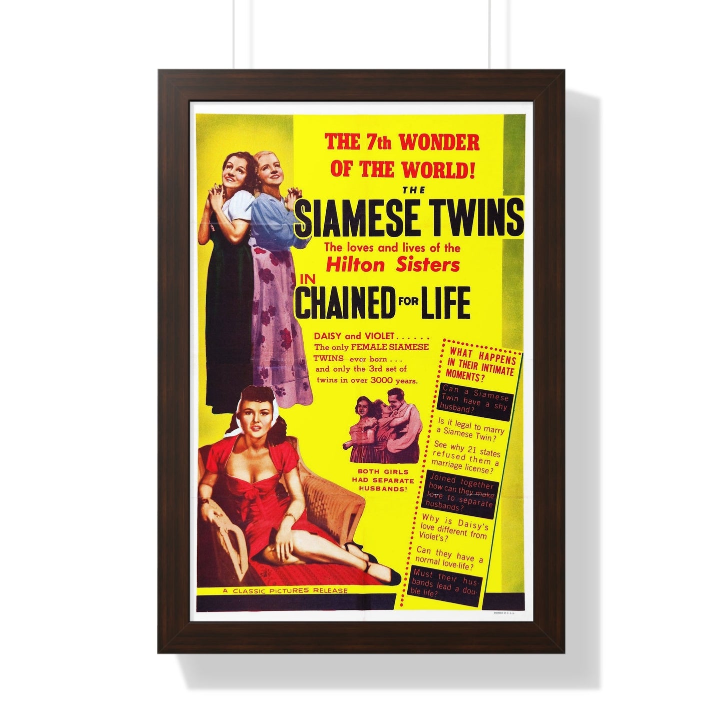 CHAINED FOR LIFE 1952 - Framed Movie Poster-16″ x 24″-The Sticker Space