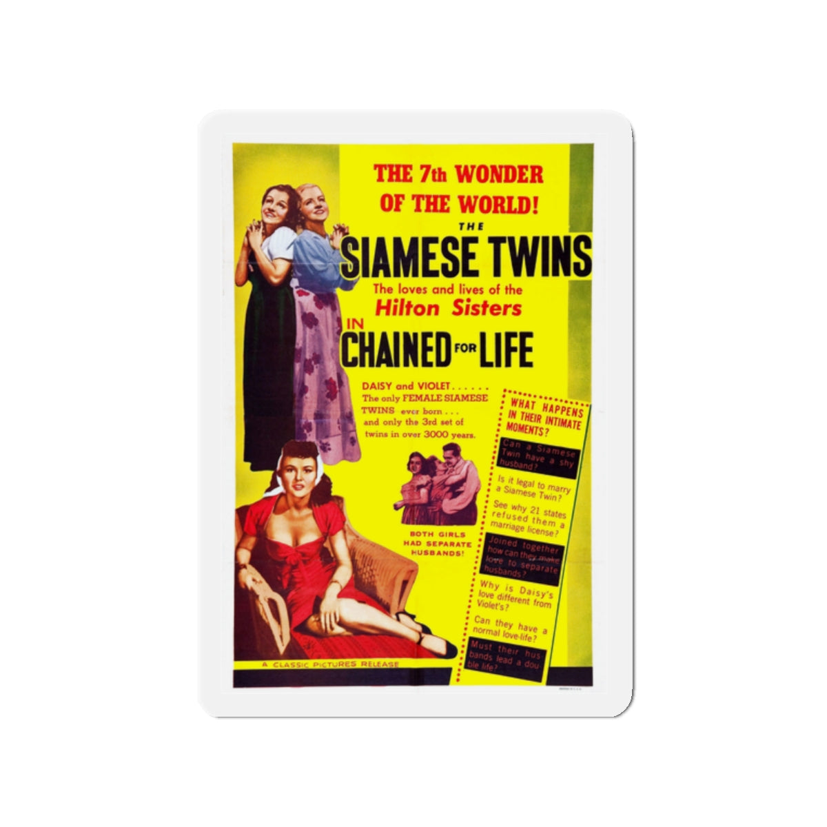 CHAINED FOR LIFE 1952 Movie Poster - Die-Cut Magnet-2" x 2"-The Sticker Space