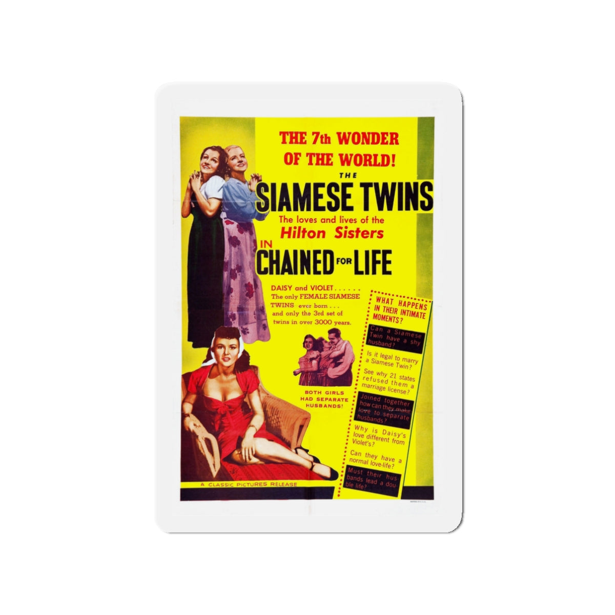 CHAINED FOR LIFE 1952 Movie Poster - Die-Cut Magnet-3" x 3"-The Sticker Space