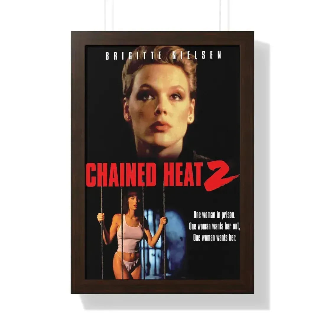 CHAINED HEAT 2 1993 - Framed Movie Poster 16″ x 24″ Walnut - The Sticker Space