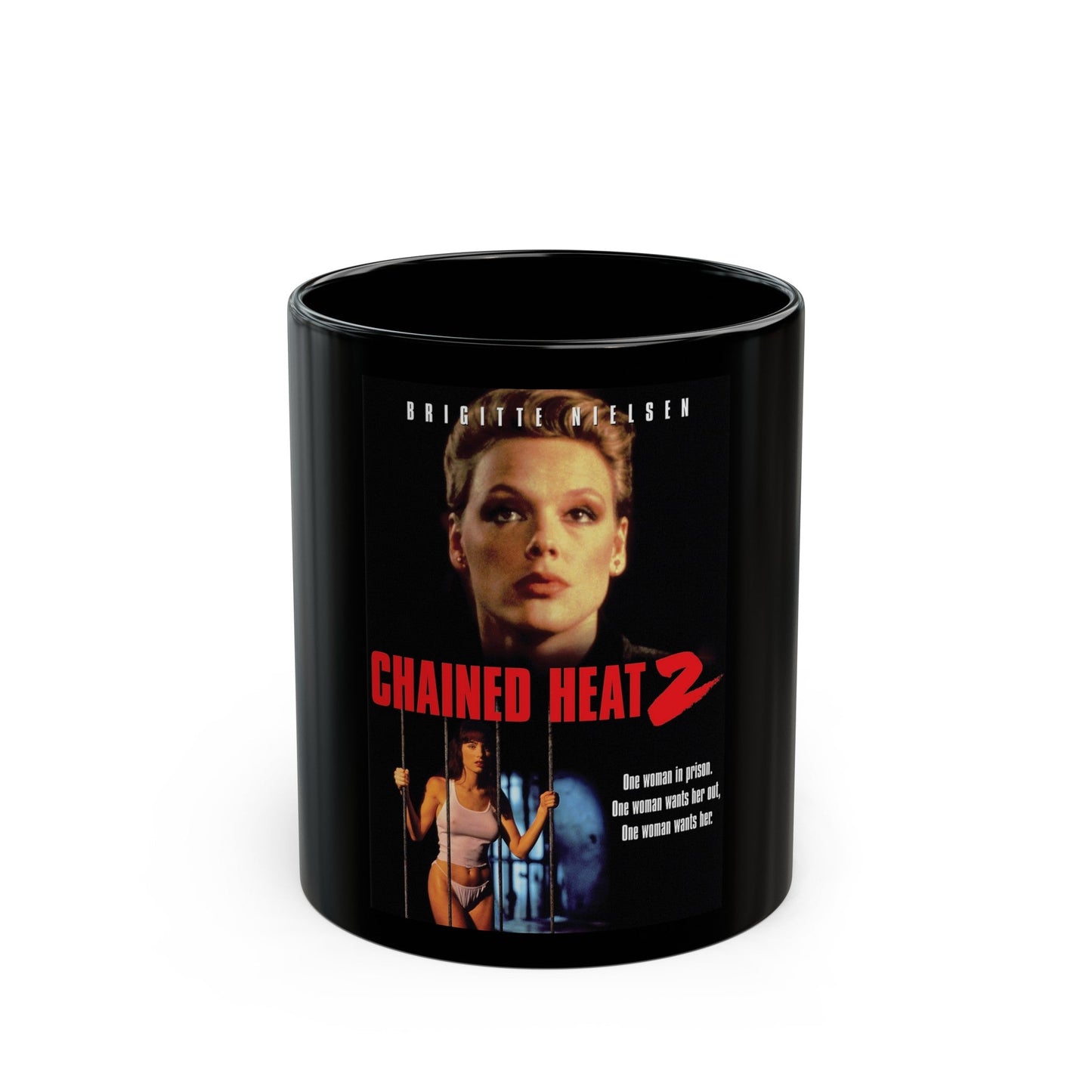 CHAINED HEAT 2 1993 Movie Poster - Black Coffee Mug-11oz-The Sticker Space