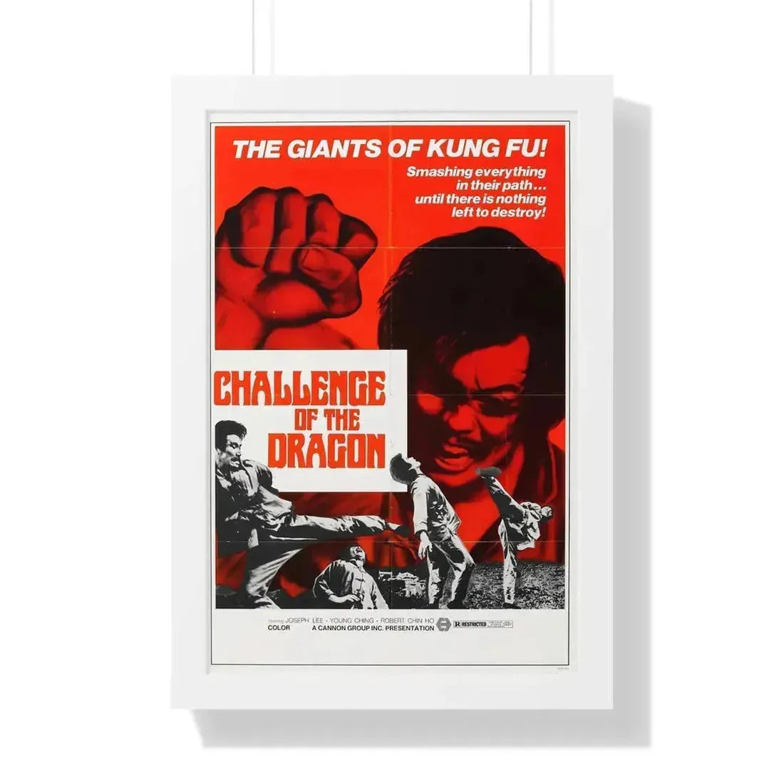 CHALLENGE OF THE DRAGON 1974 - Framed Movie Poster 16″ x 24″ White - The Sticker Space