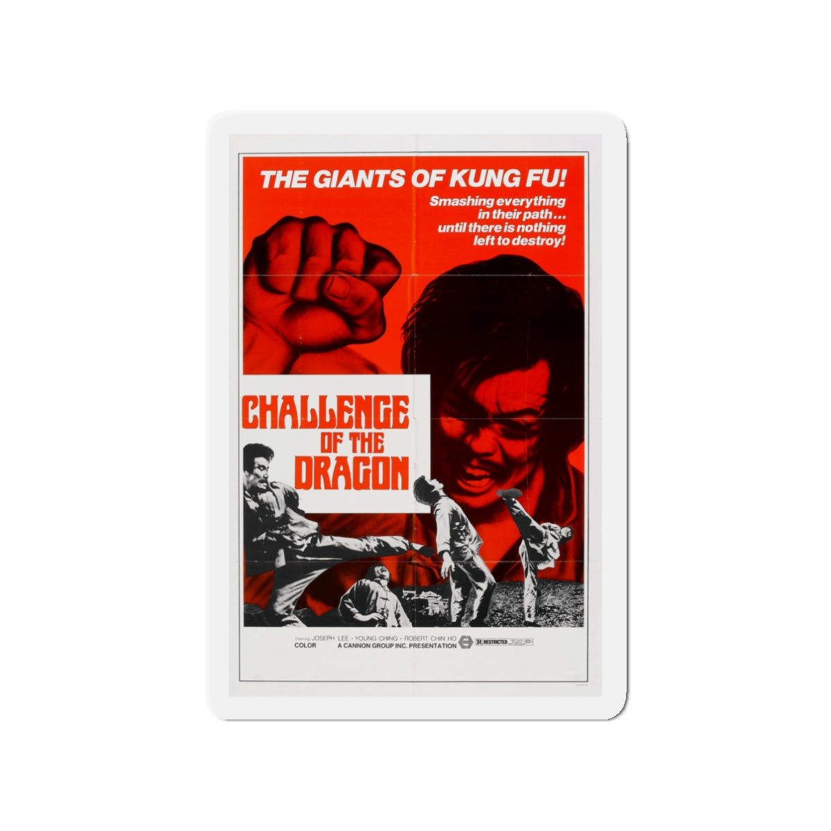 CHALLENGE OF THE DRAGON 1974 Movie Poster - Die-Cut Magnet-3" x 3"-The Sticker Space