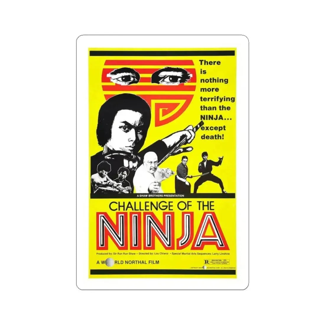 CHALLENGE OF THE NINJA 1986 Movie Poster - STICKER Vinyl Kiss-Cut Decal 4 Inch White - The Sticker Space