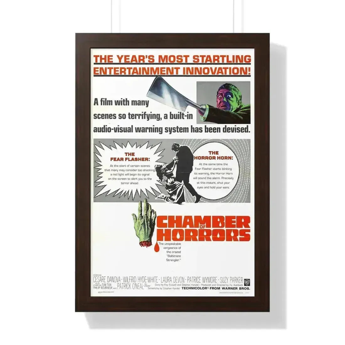 CHAMBER OF HORRORS 1966 - Framed Movie Poster 16″ x 24″ Walnut - The Sticker Space