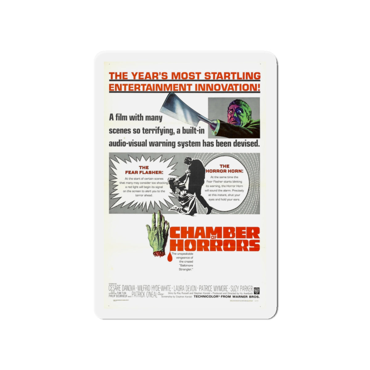 CHAMBER OF HORRORS 1966 Movie Poster - Die-Cut Magnet-4" x 4"-The Sticker Space