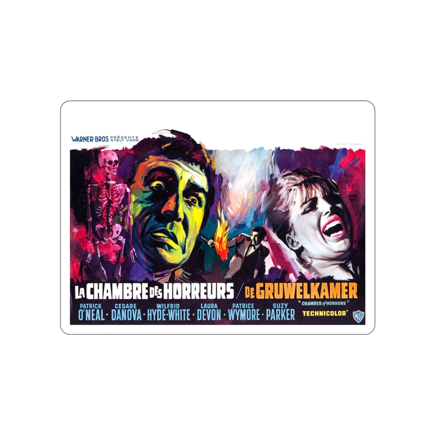 CHAMBER OF HORRORS (BELGIAN) 1966 Movie Poster STICKER Vinyl Die-Cut Decal-4 Inch-The Sticker Space