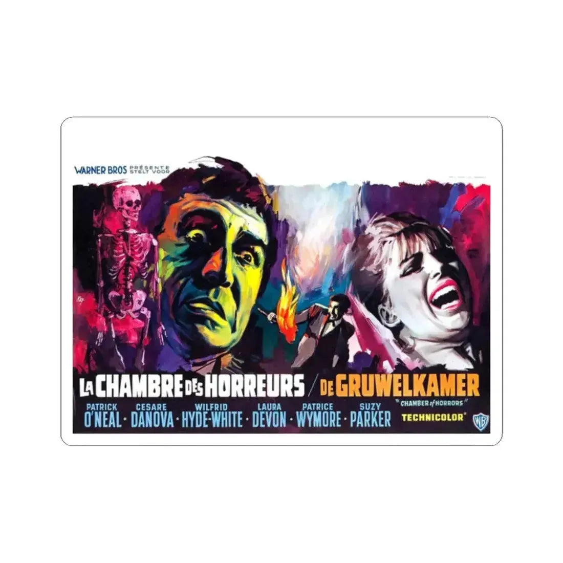 CHAMBER OF HORRORS (BELGIAN) 1966 Movie Poster - STICKER Vinyl Kiss-Cut Decal 2 Inch White - The Sticker Space