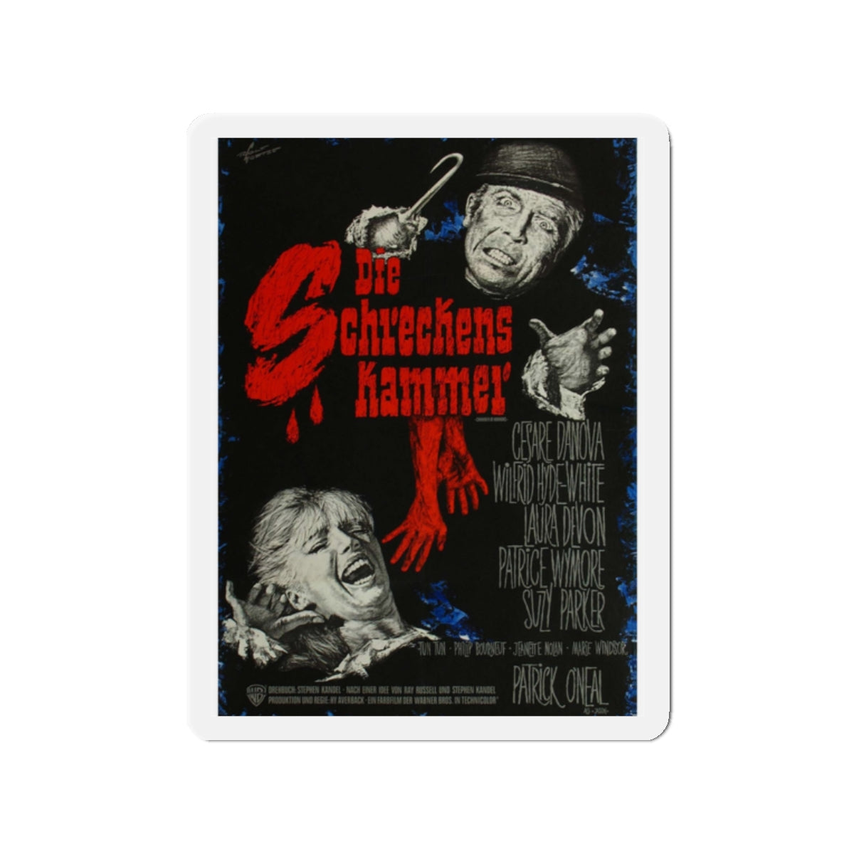 CHAMBER OF HORRORS (GERMAN) 1966 Movie Poster - Die-Cut Magnet-2" x 2"-The Sticker Space