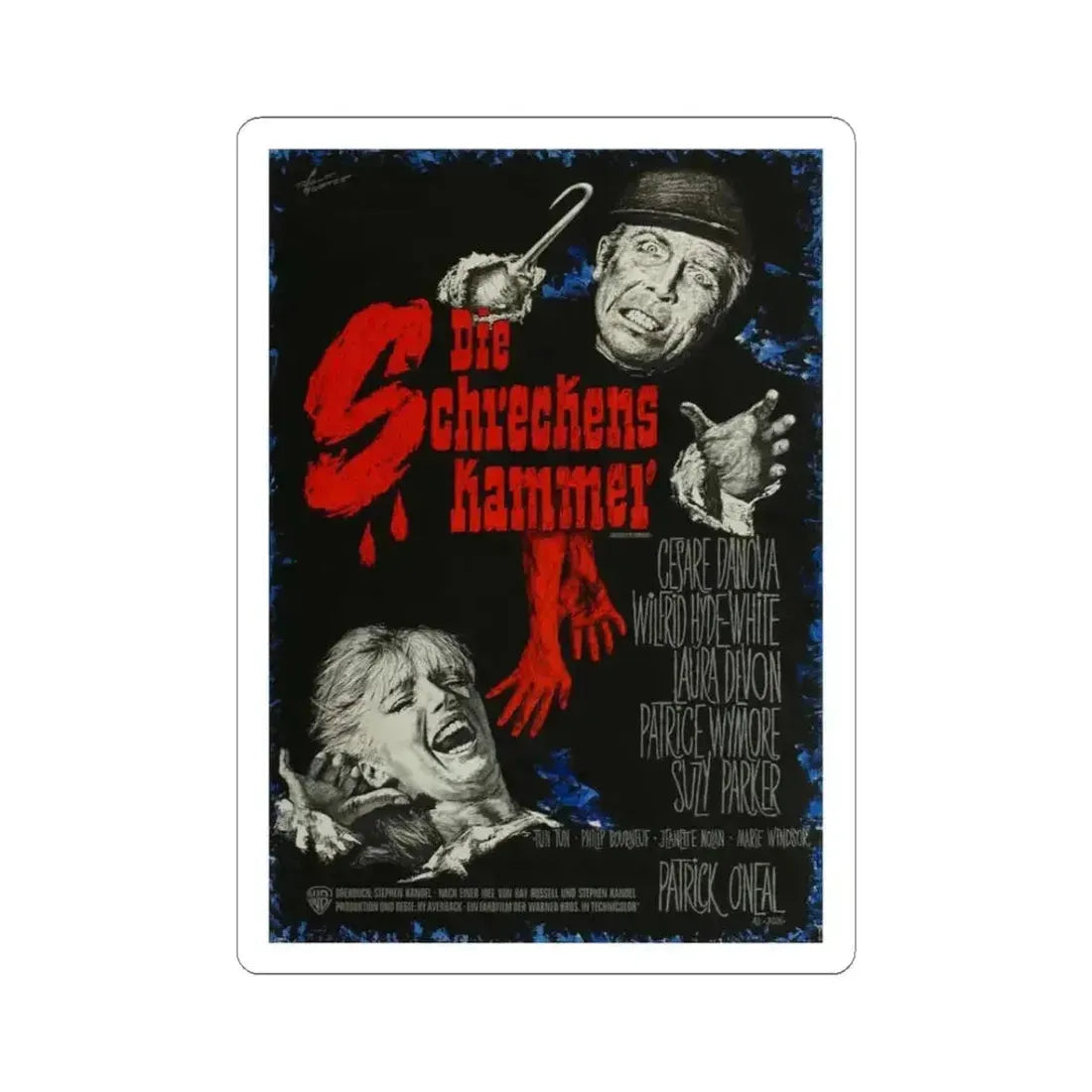 CHAMBER OF HORRORS (GERMAN) 1966 Movie Poster - STICKER Vinyl Kiss-Cut Decal 3 Inch White - The Sticker Space